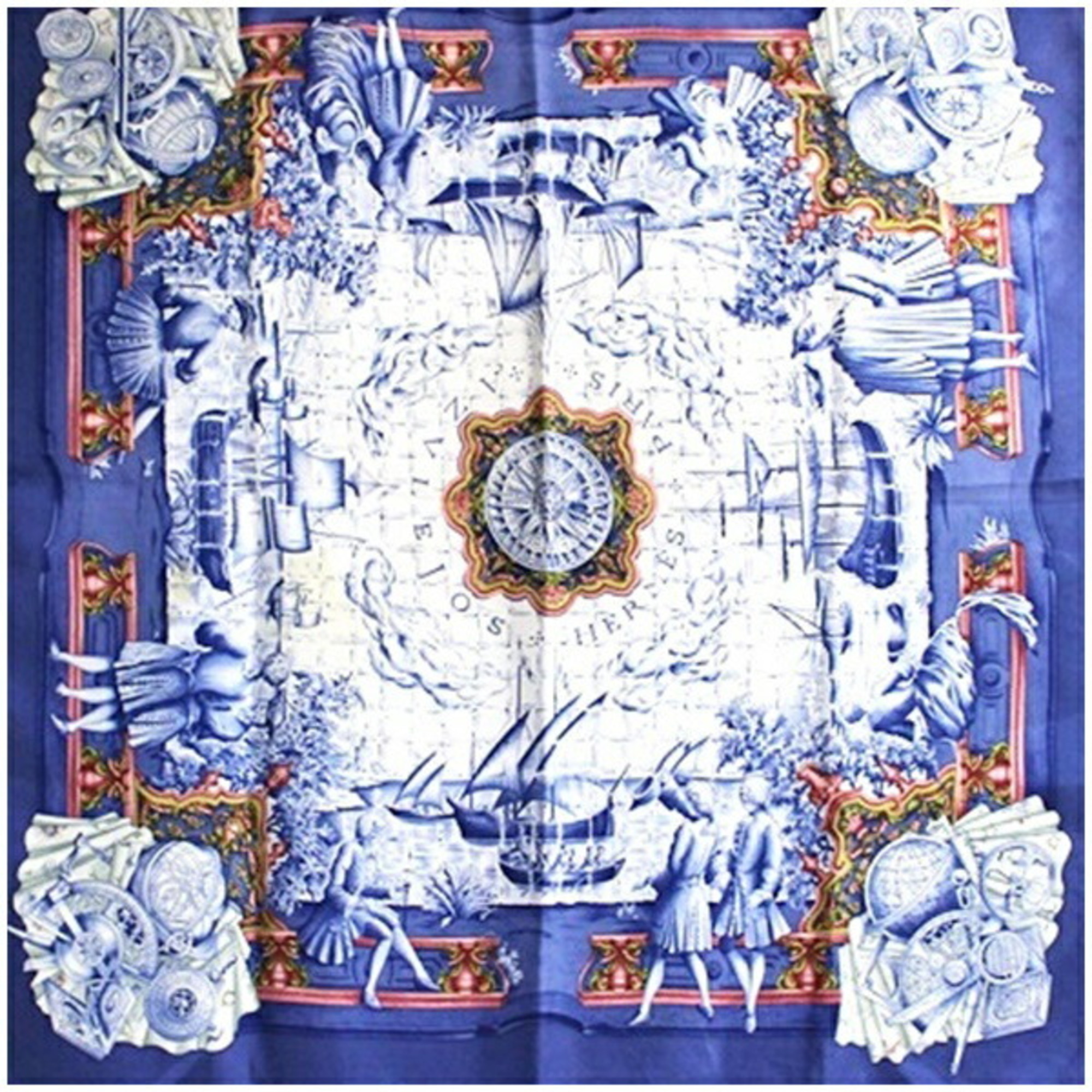 Hermes Scarf/Muffler, Carre 90, Azvlejos (Azulejo Pattern), For Women.